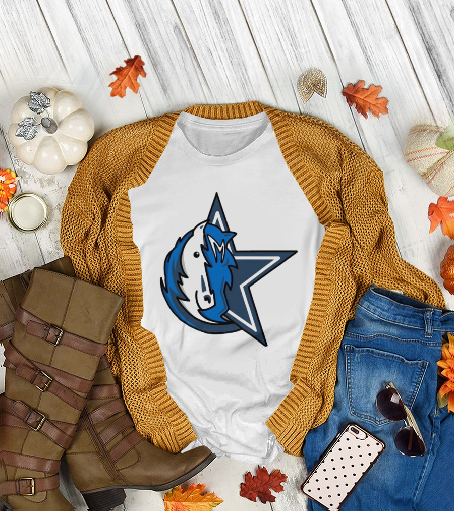 NFL NBA Cowboys Mavericks Logo Mashup Combine T-Shirt