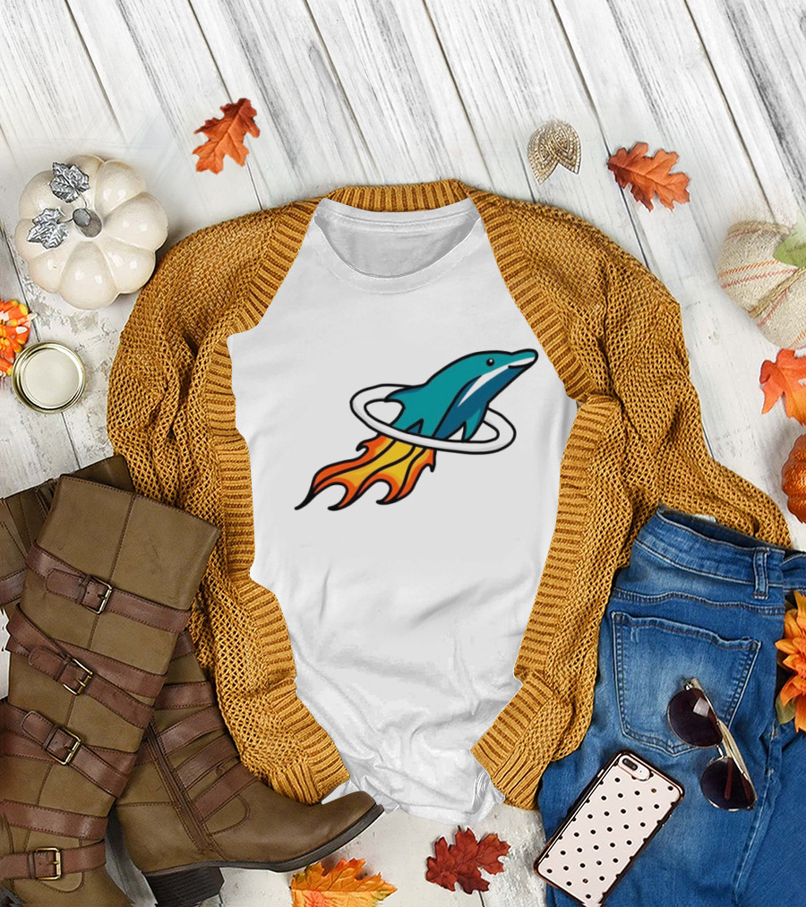 Dolphins x Rockets Crossover Logo Mashup T-Shirt