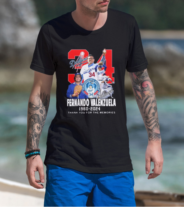 Fernando Valenzuela Los Angeles Dodgers 34 Fernandomania Weekend Thank You For The Memories Signature 1960-2024 T-Shirt