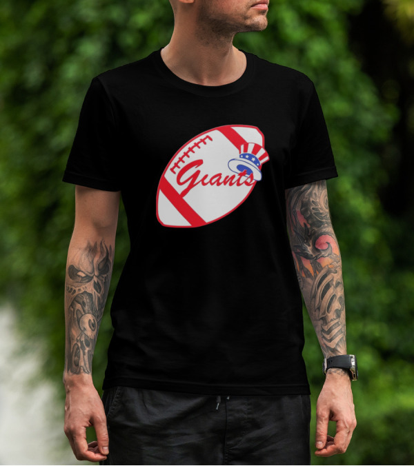 Giants Football Mashup With Yankees Hat NFL X MLB Collaboration T-Shirt