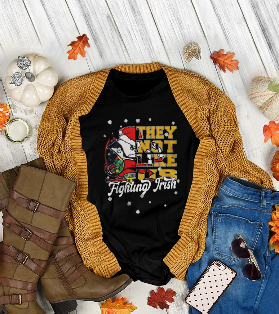 Notre Dame Fighting Irish They Not Like Us Christmas Mascot T-Shirt
