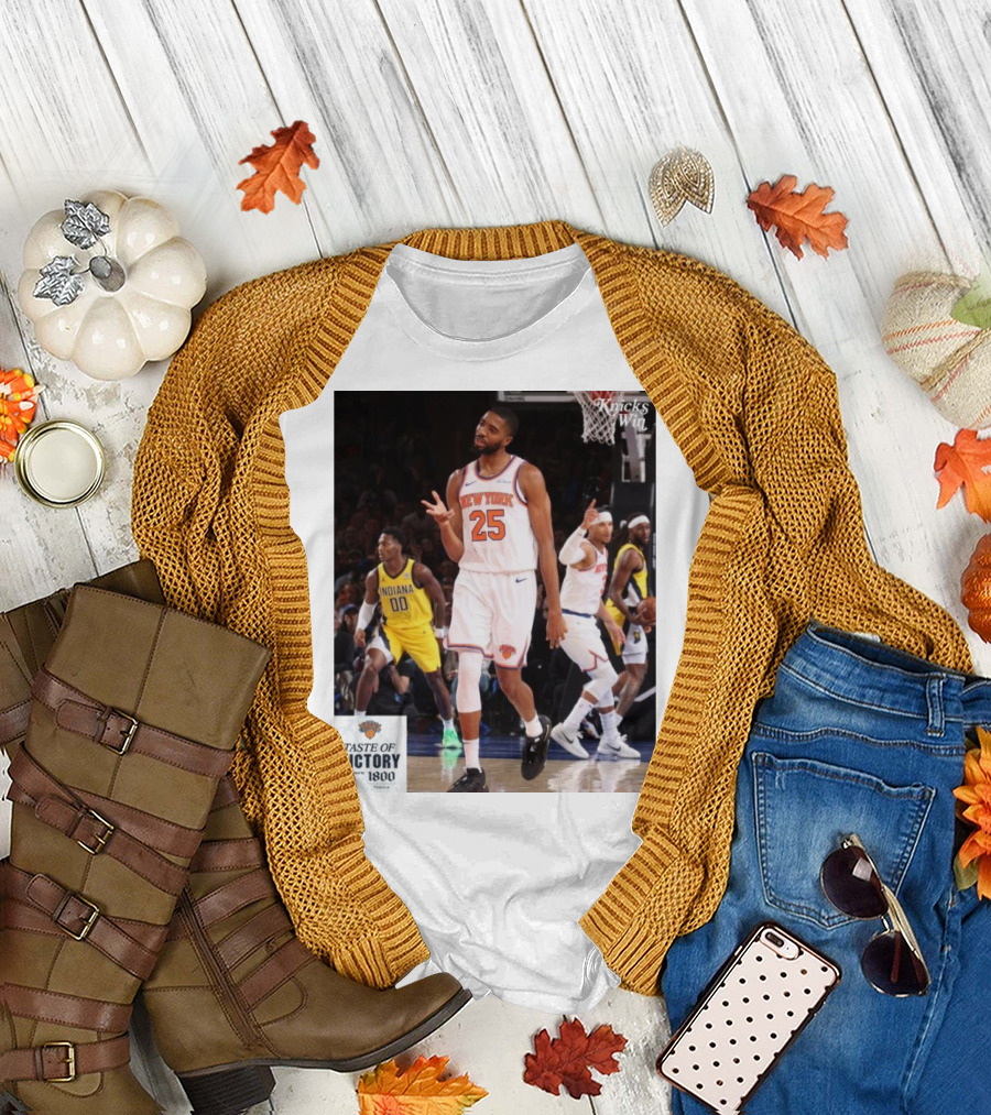 New York Knicks Mikal Bridges #25 Taste Of Victory Knicks Win Indiana T-Shirt