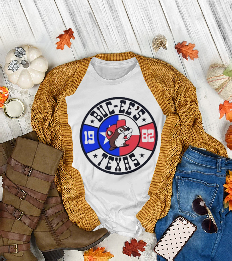 Buc-Ee's Texas 1982 Logo with Beaver Mascot and Lone Star Flag T-Shirt