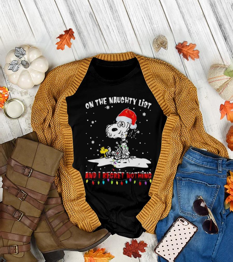 Snoopy On The Naughty List And I Regret Nothing Christmas T-Shirt