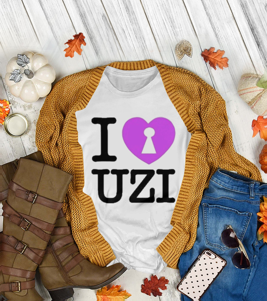 I Love Heart Keyhole Uzi T-Shirt