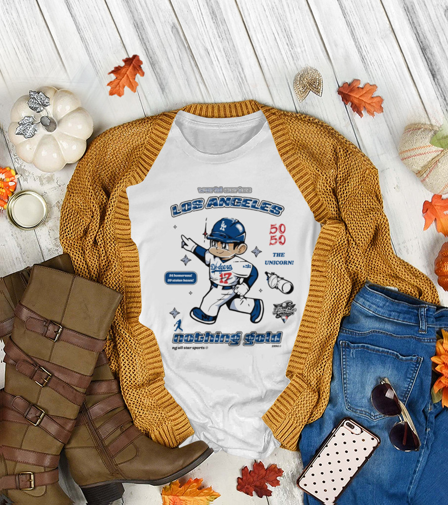 World Series Los Angeles Dodgers The Unicorn 54 Homeruns 59 Stolen Bases Nothing Gold T-Shirt