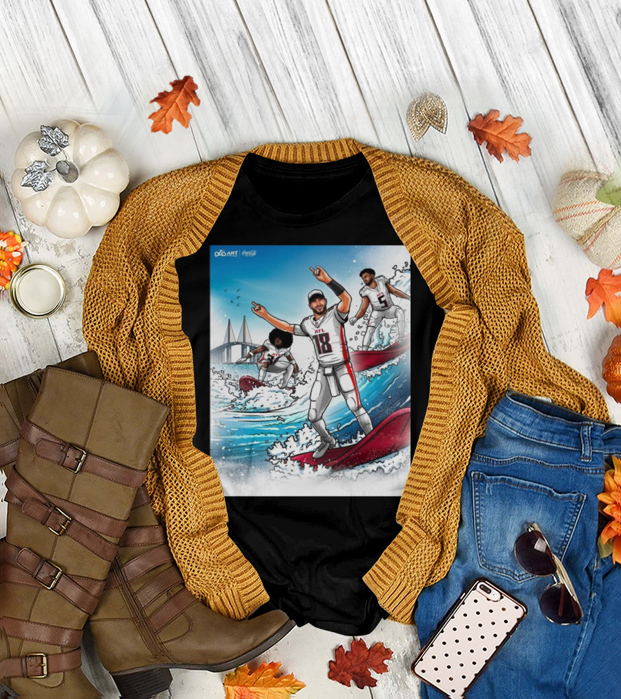 Atlanta Falcons ATL Surfing Art by DooArt Coca-Cola T-Shirt