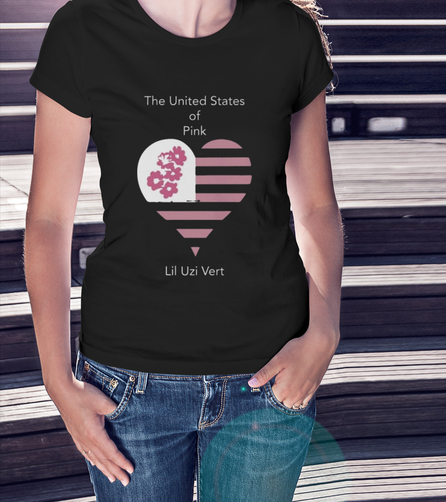 Lil Uzi Vert Heart Pink Stripes Flowers United States Of Pink T-Shirt