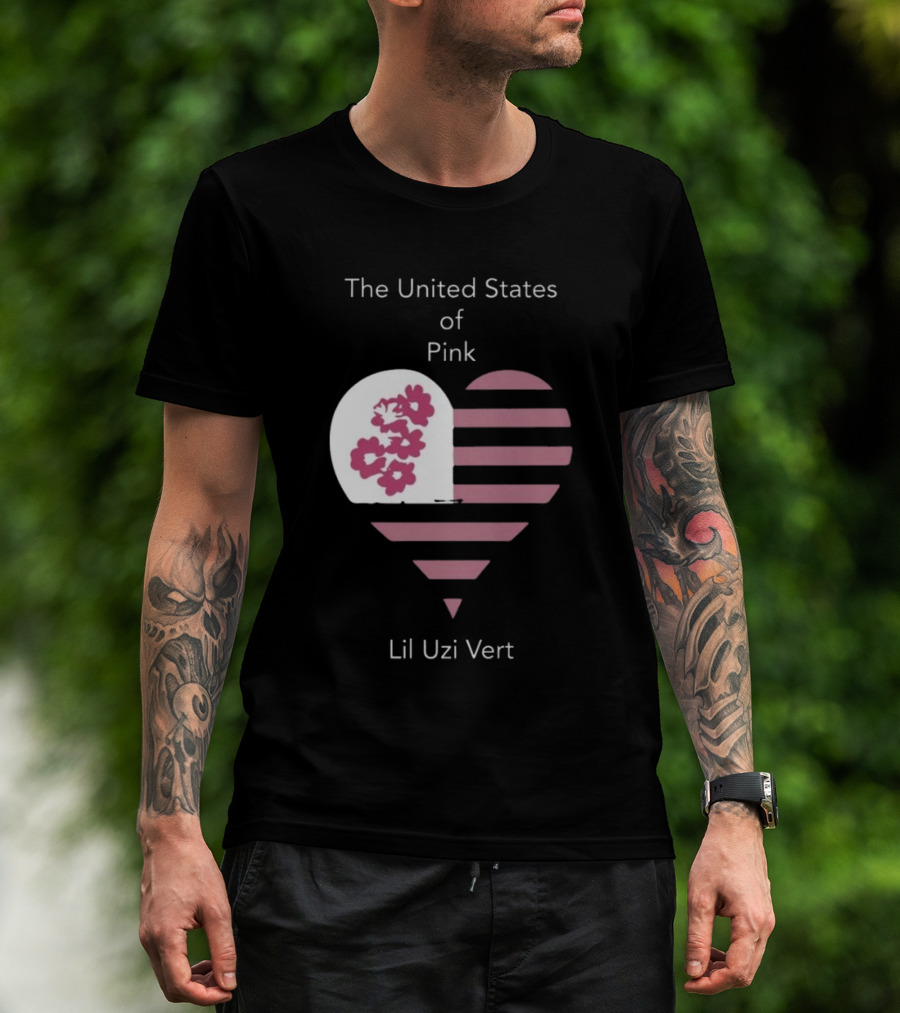 Lil Uzi Vert Heart Pink Stripes Flowers United States Of Pink T-Shirt