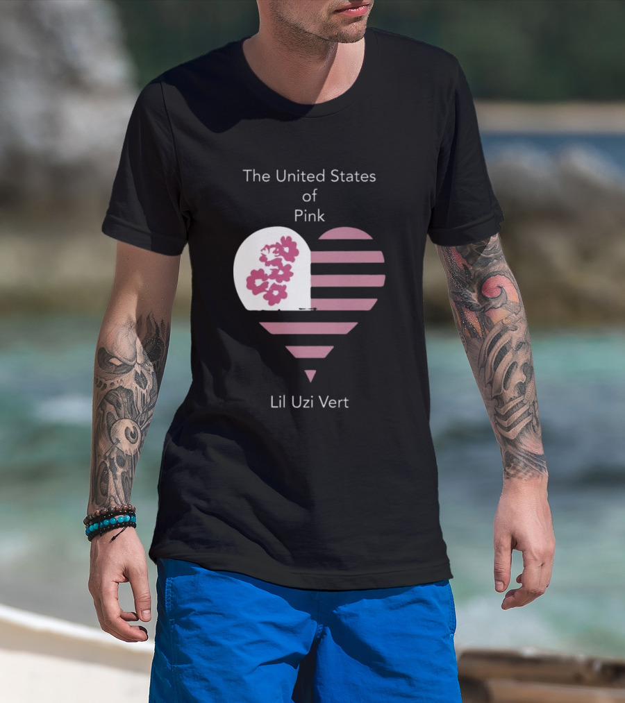 Lil Uzi Vert Heart Pink Stripes Flowers United States Of Pink T-Shirt