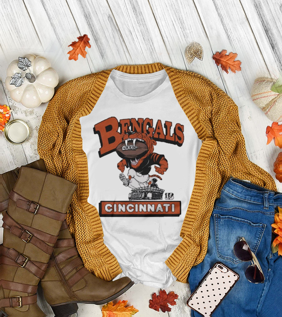 Cincinnati Bengals Mascot Jumping over Stadium T-Shirt
