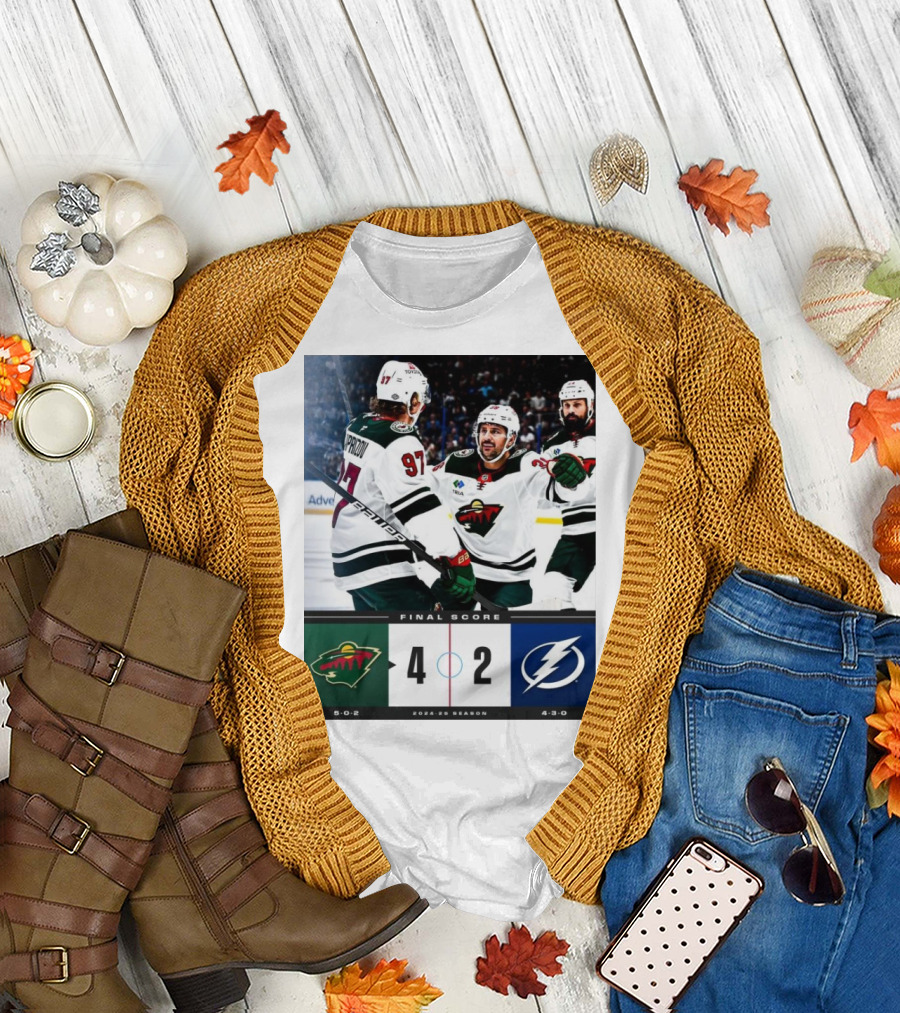 Final Score Minnesota Wild 4 2 Tampa Bay Lightning NHL 2024-25 Season T-Shirt