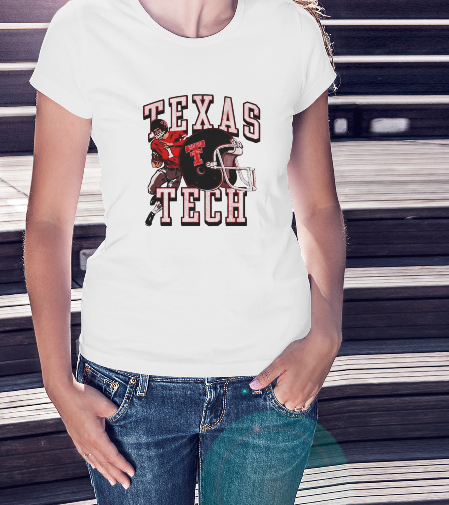 Texas Tech Red Raiders Football Player And Helmet T-Shirt