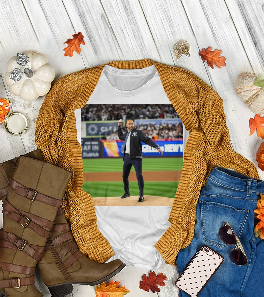 New York Yankees Celebration with Derek Jeter Hall of Famer Ceremonial First Pitch T-Shirt