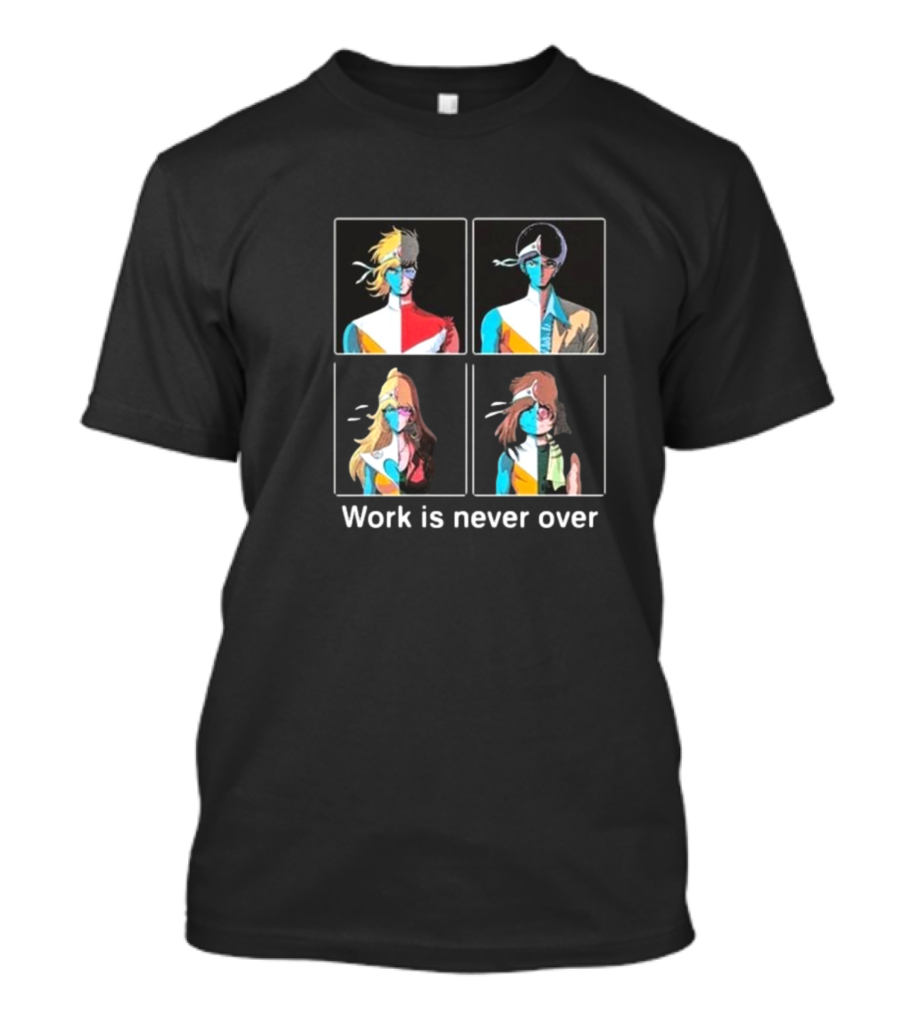 Crescendolls Work Is Never Over Daft Punk Anime Style Portraits T-Shirt