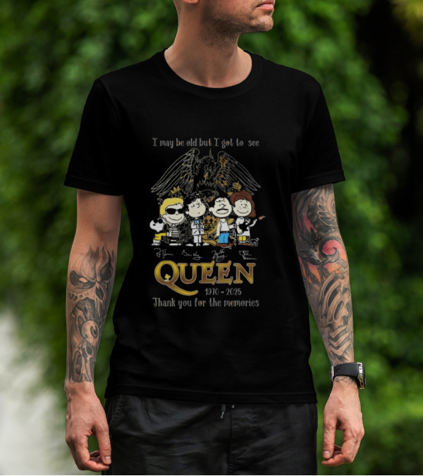 Peanuts Characters Queen 1970-2025 Thank You For The Memories Signatures T-Shirt