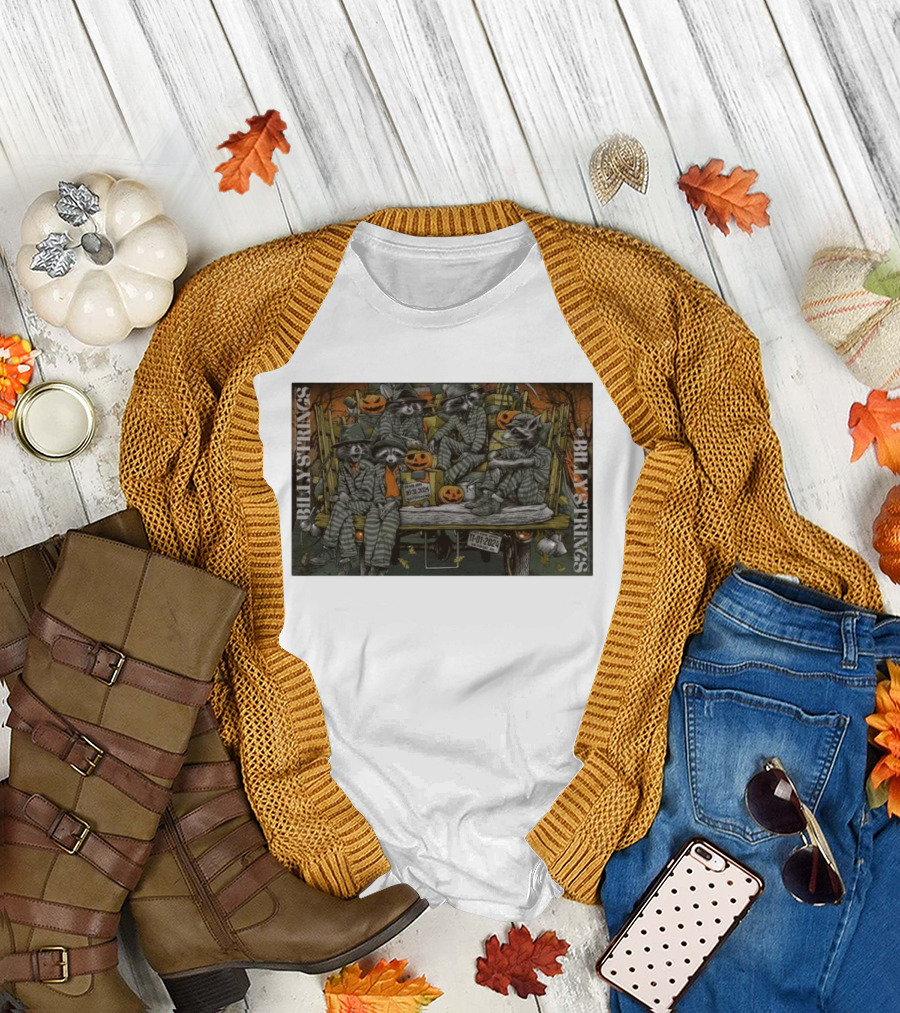 Billy Strings Halloween Run Baltimore MD Oct 31-Nov 1 2024 Raccoon Band and Pumpkins T-Shirt
