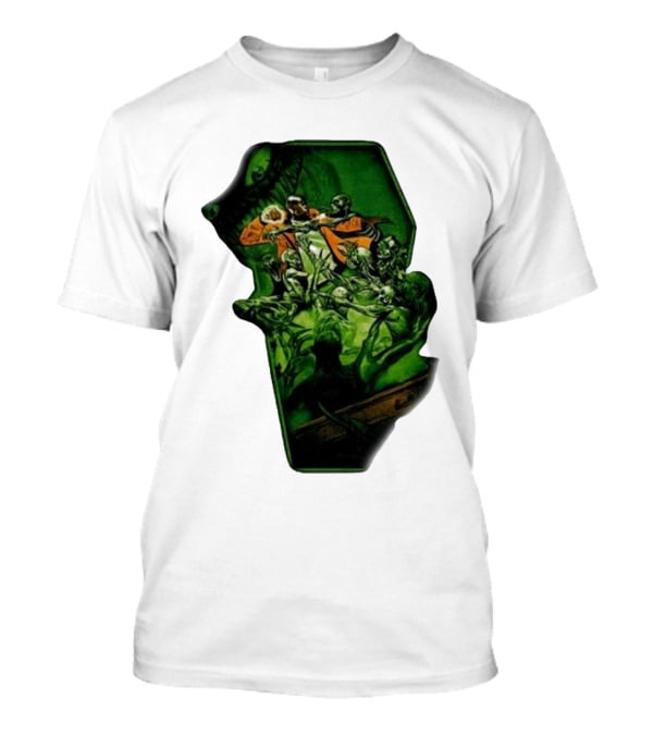You Only Die 1nce SS Freddie Gibbs Zombie Battle Green Scene T-Shirt