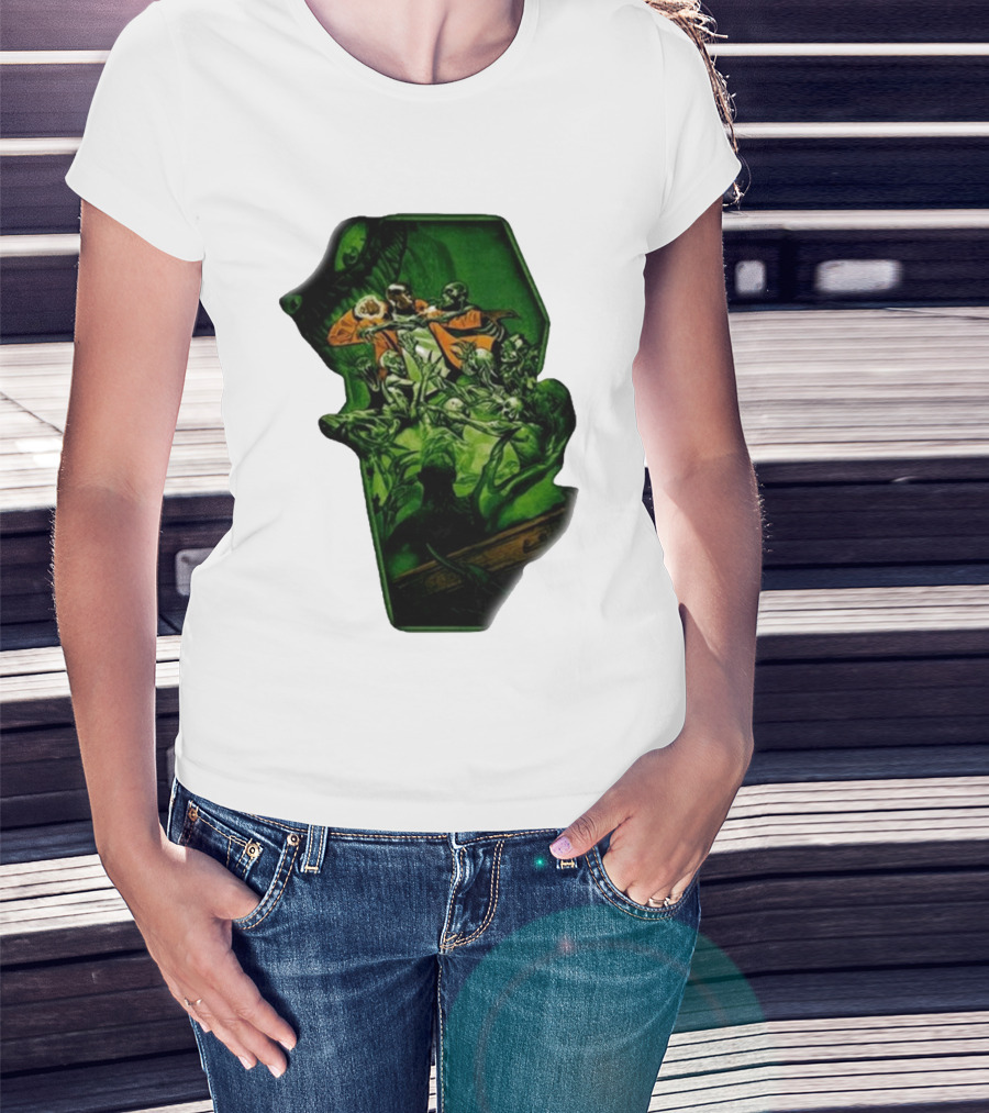 You Only Die 1nce SS Freddie Gibbs Zombie Battle Green Scene T-Shirt