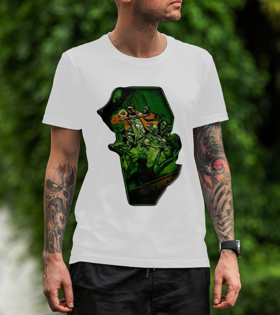 You Only Die 1nce SS Freddie Gibbs Zombie Battle Green Scene T-Shirt