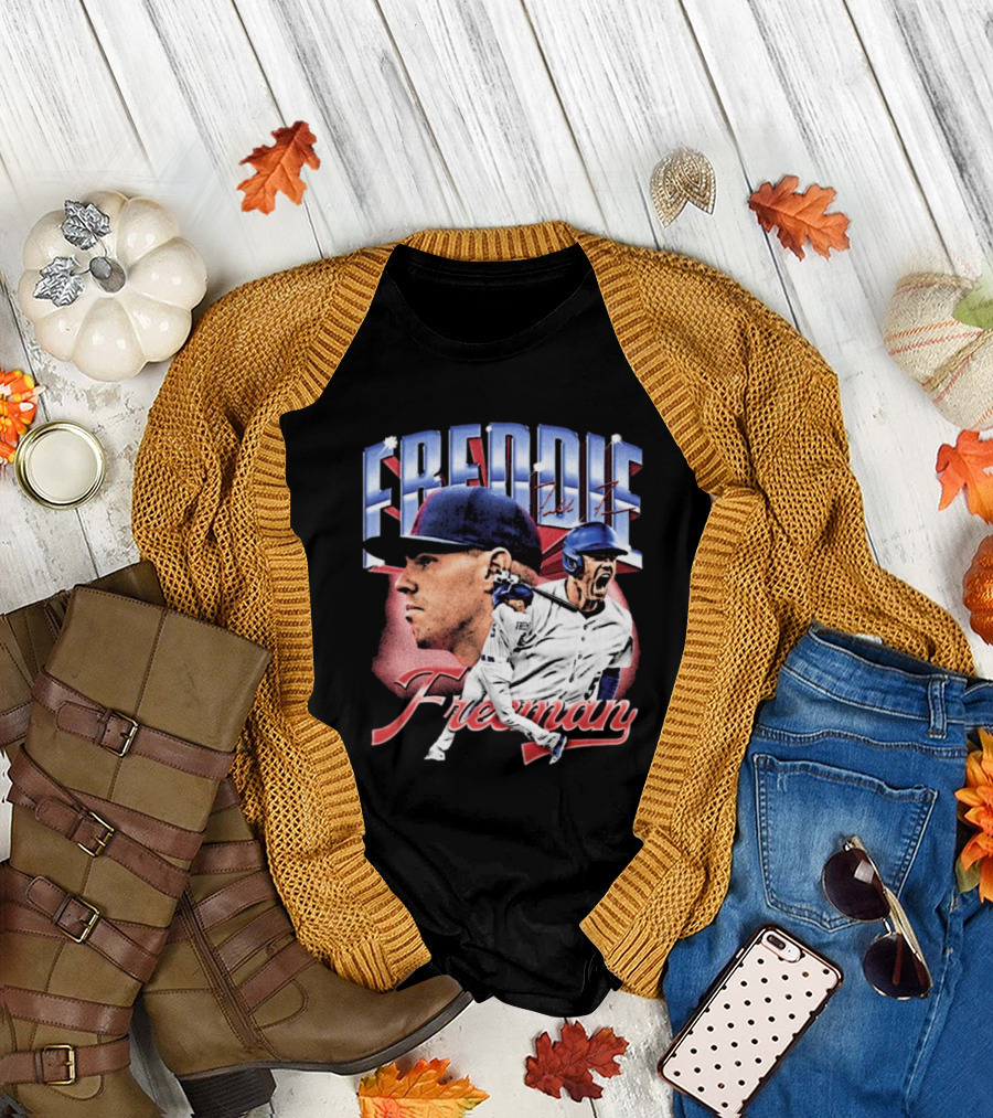 Freddie Freeman Los Angeles Dodgers Vintage Collage MLB Signature T-Shirt