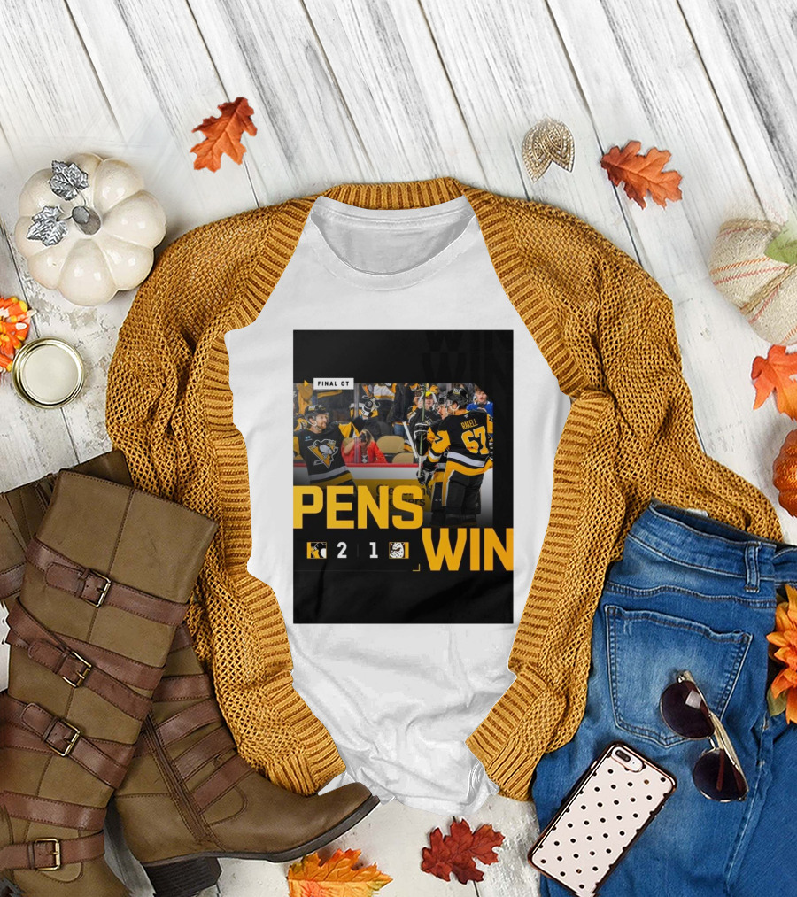 Final OT Pens Win 2-1 Pittsburgh Penguins Sidney Crosby Scores Against Anaheim Ducks T-Shirt