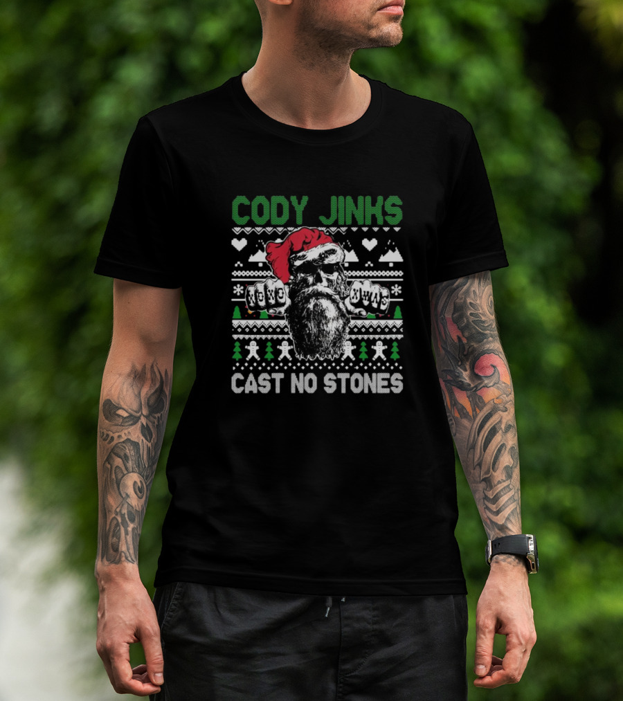 Cody Jinks Cast No Stones Santa Skull Ugly Christmas Sweater T-Shirt
