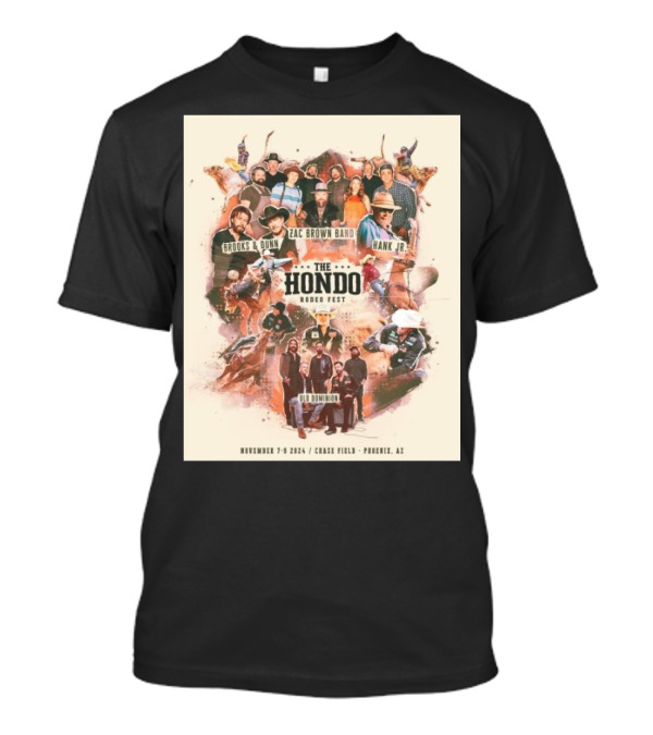 Hank Jr Brooks And Dunn Zac Brown Band Old Dominion The Hondo Rodeo Fest November 2024 Chase Field Phoenix T-Shirt