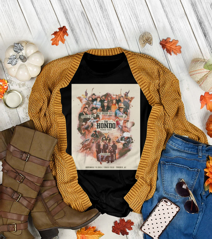Hank Jr Brooks and Dunn Zac Brown Band Old Dominion The Hondo Rodeo Fest November 2024 Chase Field Phoenix T-Shirt