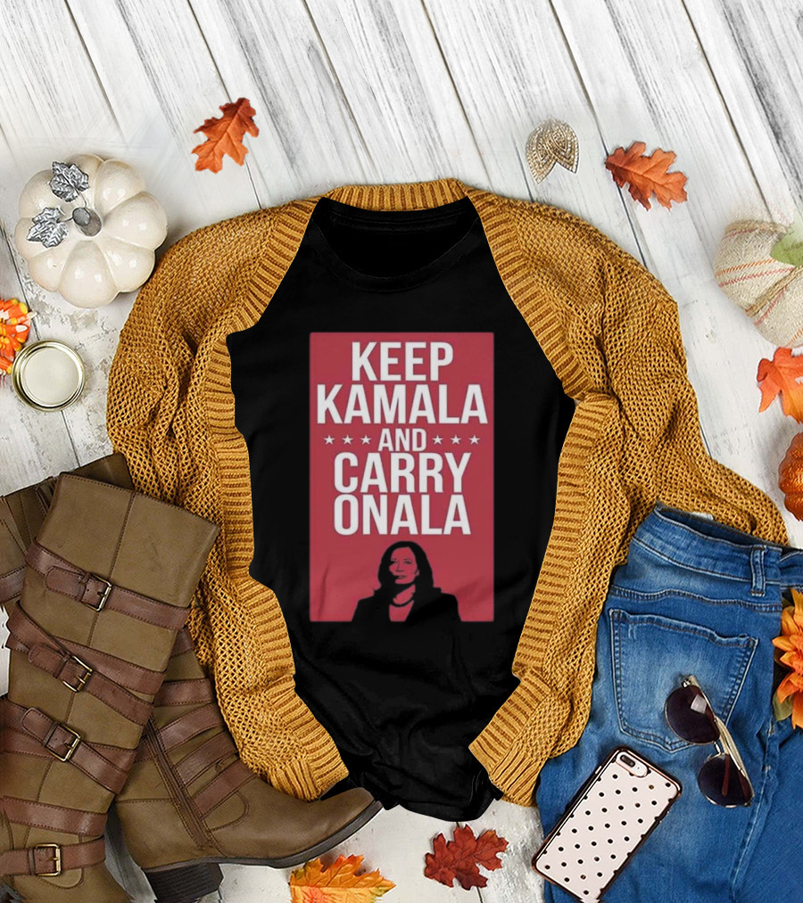Harris Walz Keep Kamala And Carry Onala 2024 With Bold Red and Stars T-Shirt