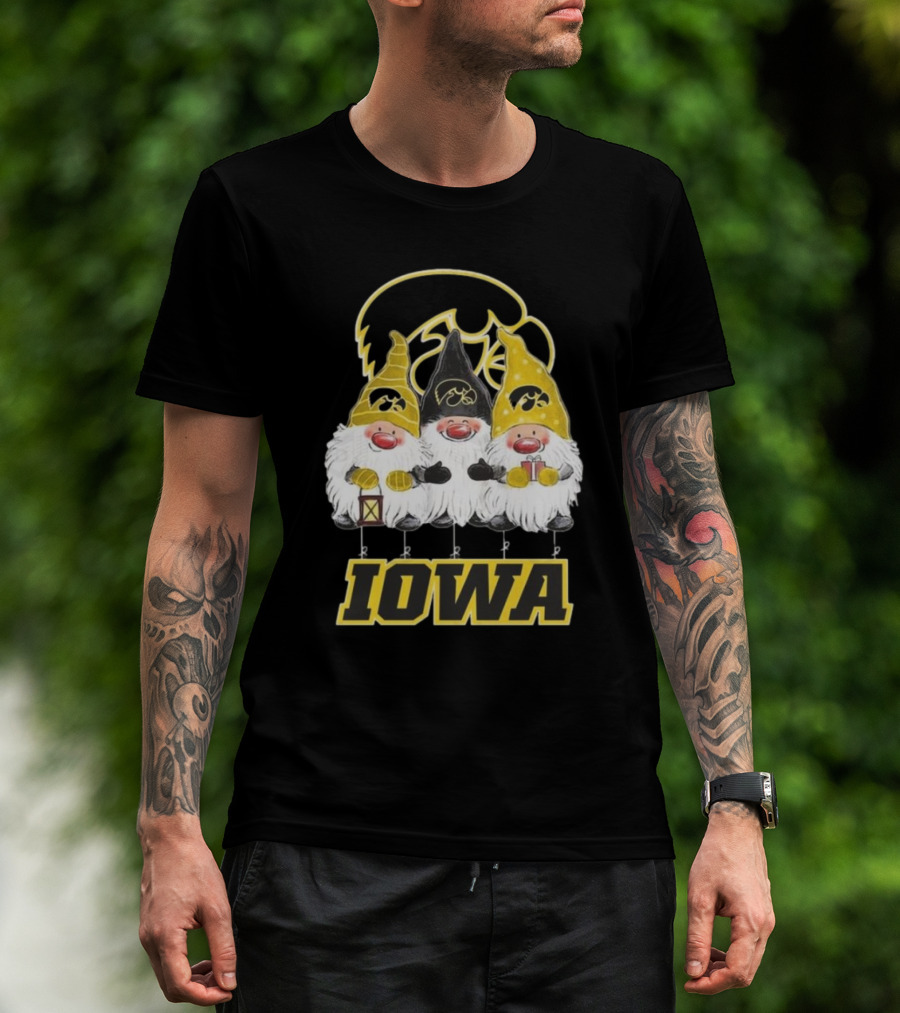 Iowa Hawkeyes Gnomes Merry Christmas T-Shirt