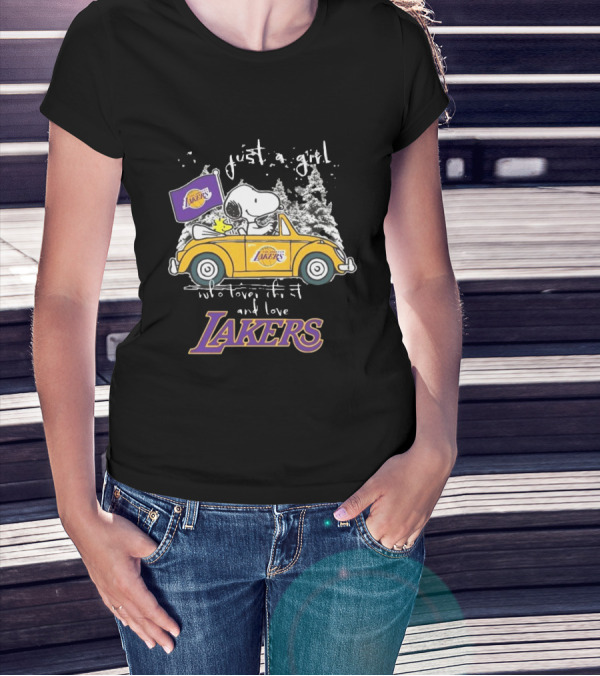 Snoopy And Woodstock Just A Girl Who Loves Christmas And Los Angeles Lakers NBA T-Shirt