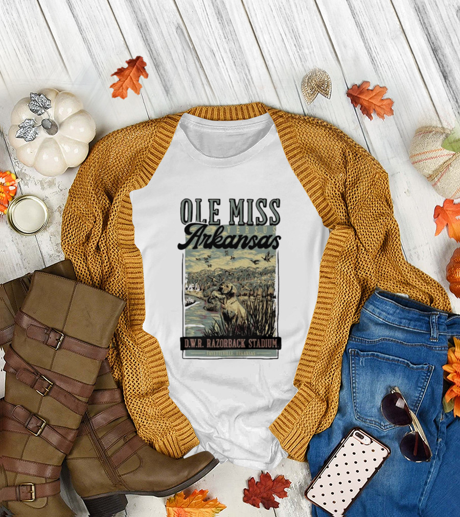 Ole Miss Versus Arkansas D.W.R. Razorback Stadium Fayetteville Game Day T-Shirt