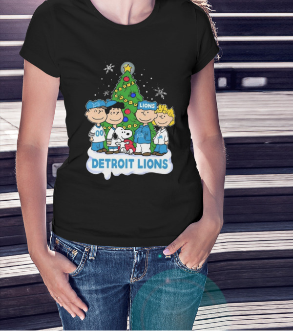 Peanuts Detroit Lions Merry Christmas T-Shirt