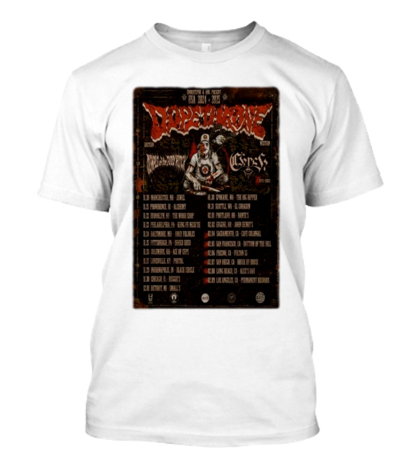 Dopethrone 2024-2025 USA Tour Temple Of The Fuzz Featuring Coven And Heavy Temple T-Shirt
