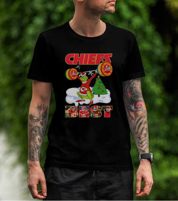 Chiefs Grinch Lifting Weights Christmas Tree NFL 2025 Best T-Shirt