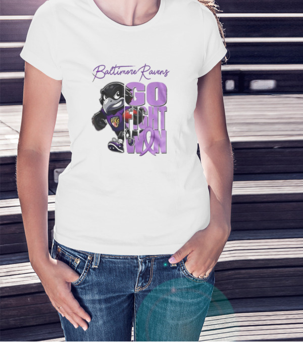 Baltimore Ravens Go Fight Win Pancreatic Cancer Awareness T-Shirt