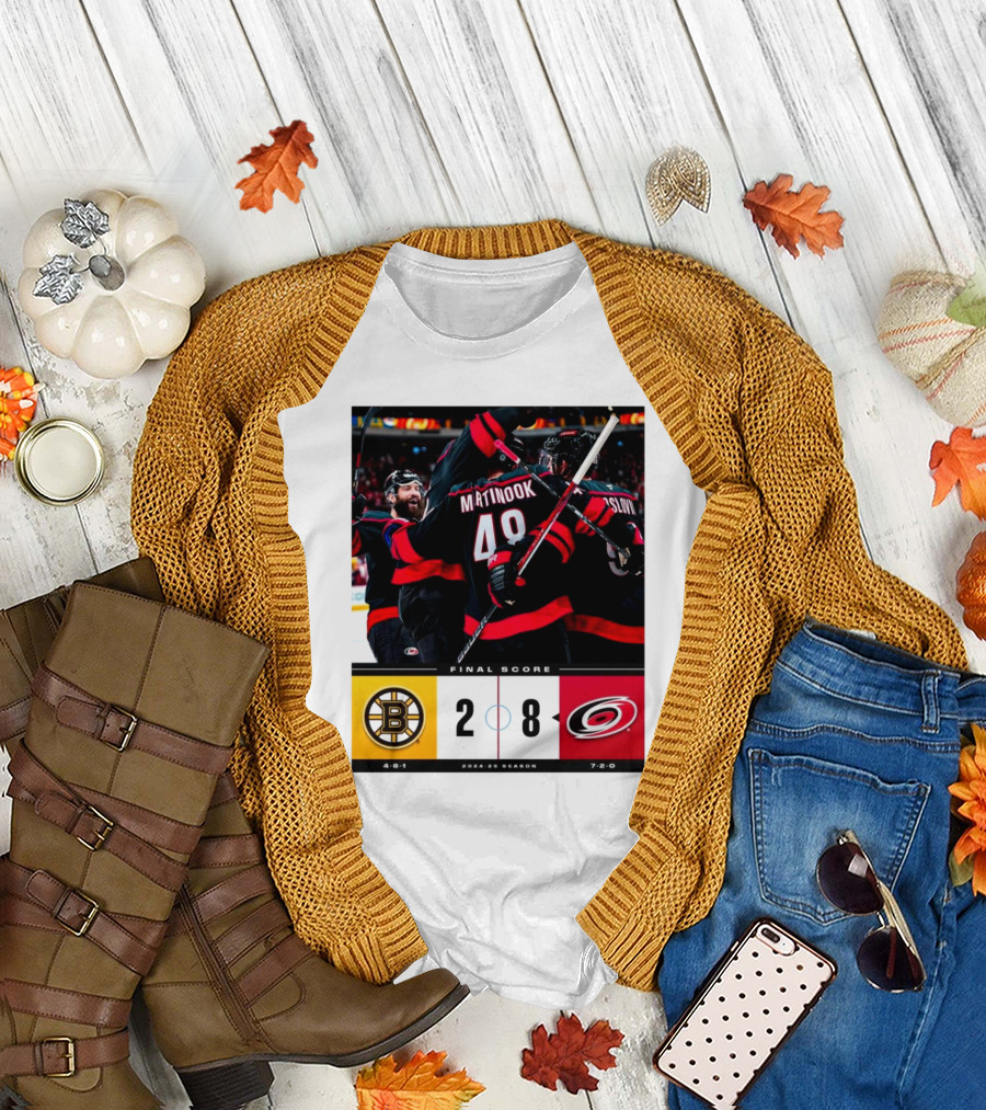 Boston Bruins 2-8 Carolina Hurricanes Final Score 2024-25 Season T-Shirt