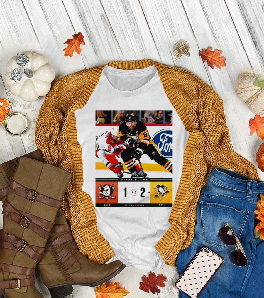 Pittsburgh Penguins 2-1 Victory Over Anaheim Ducks 2024-25 Season Final Score T-Shirt