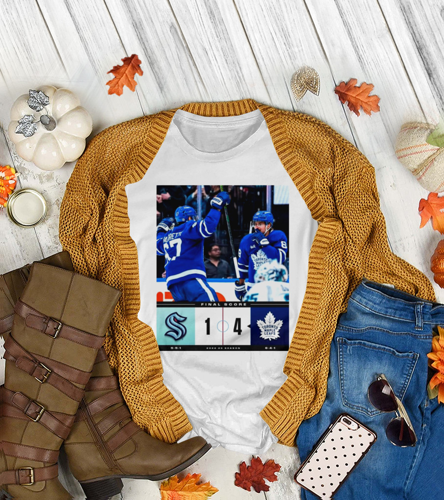 Final Score Seattle Kraken vs Toronto Maple Leafs 1 4 2024 25 Season T-Shirt