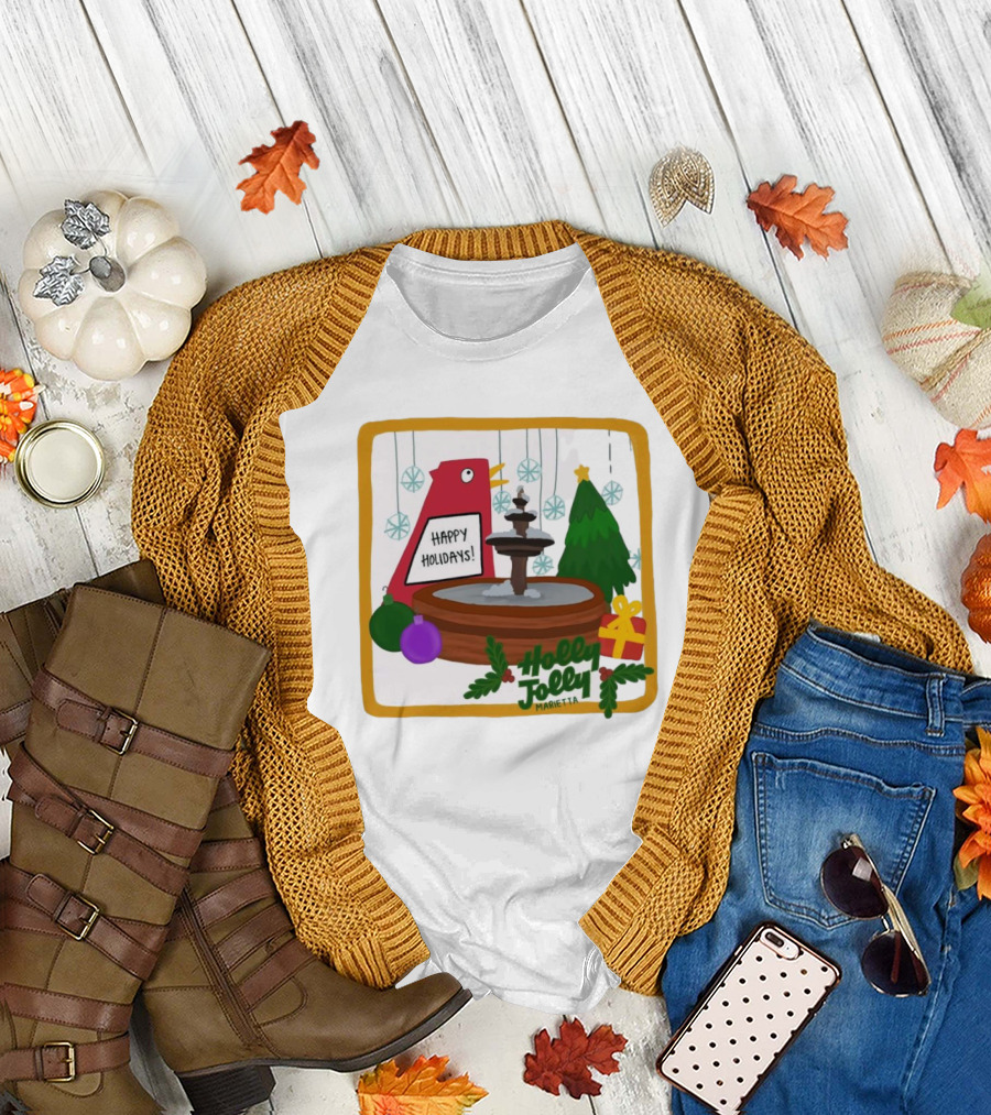 Happy Holidays Holly Jolly Marietta Merry Christmas 2024 Paint Festive Scene T-Shirt