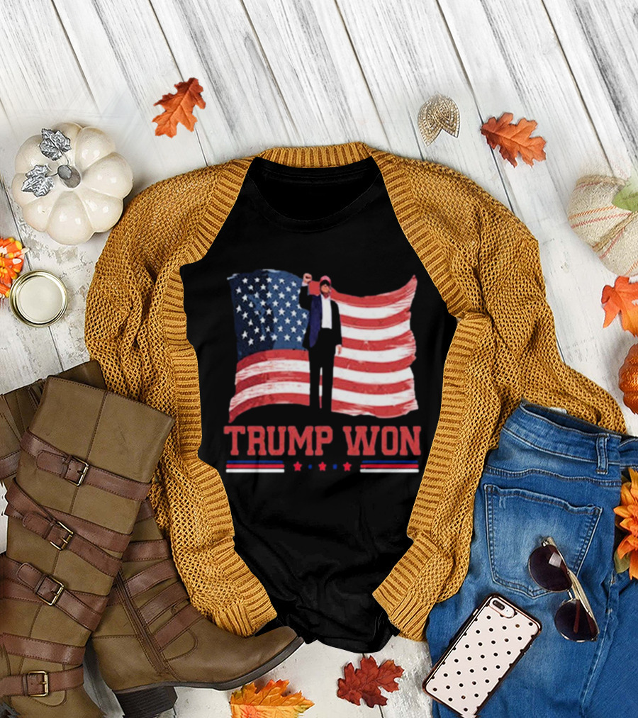 Trump Won USA Flag Vintage 47th President 2025 Election T-Shirt