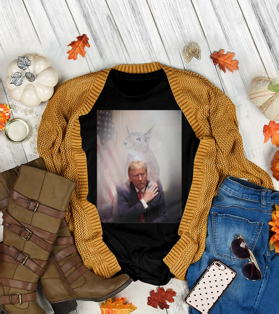 Peanut Walked So Donald Trump Could Run Squirrel and American Flag Reflection T-Shirt