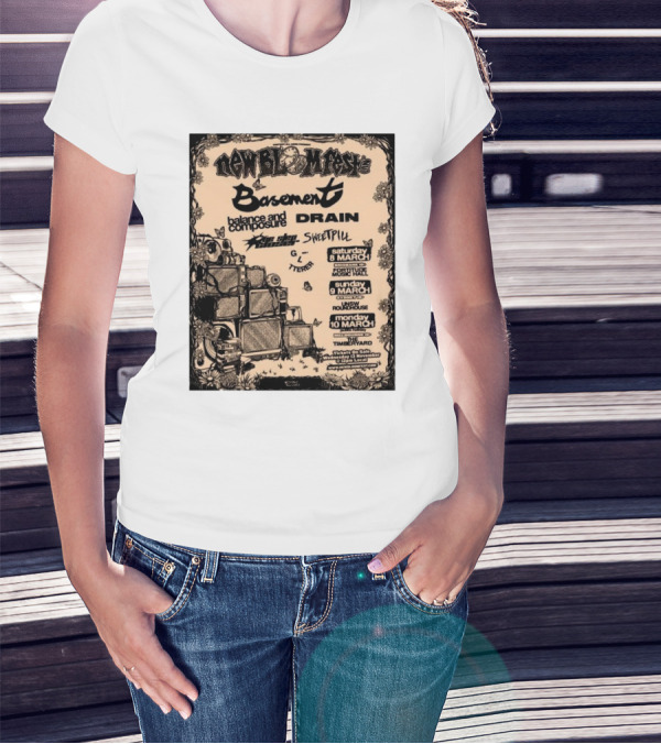 New Bloom Fest 2025 Basement Balance And Composure Drain Turnover Live Concert March 8-10 T-Shirt