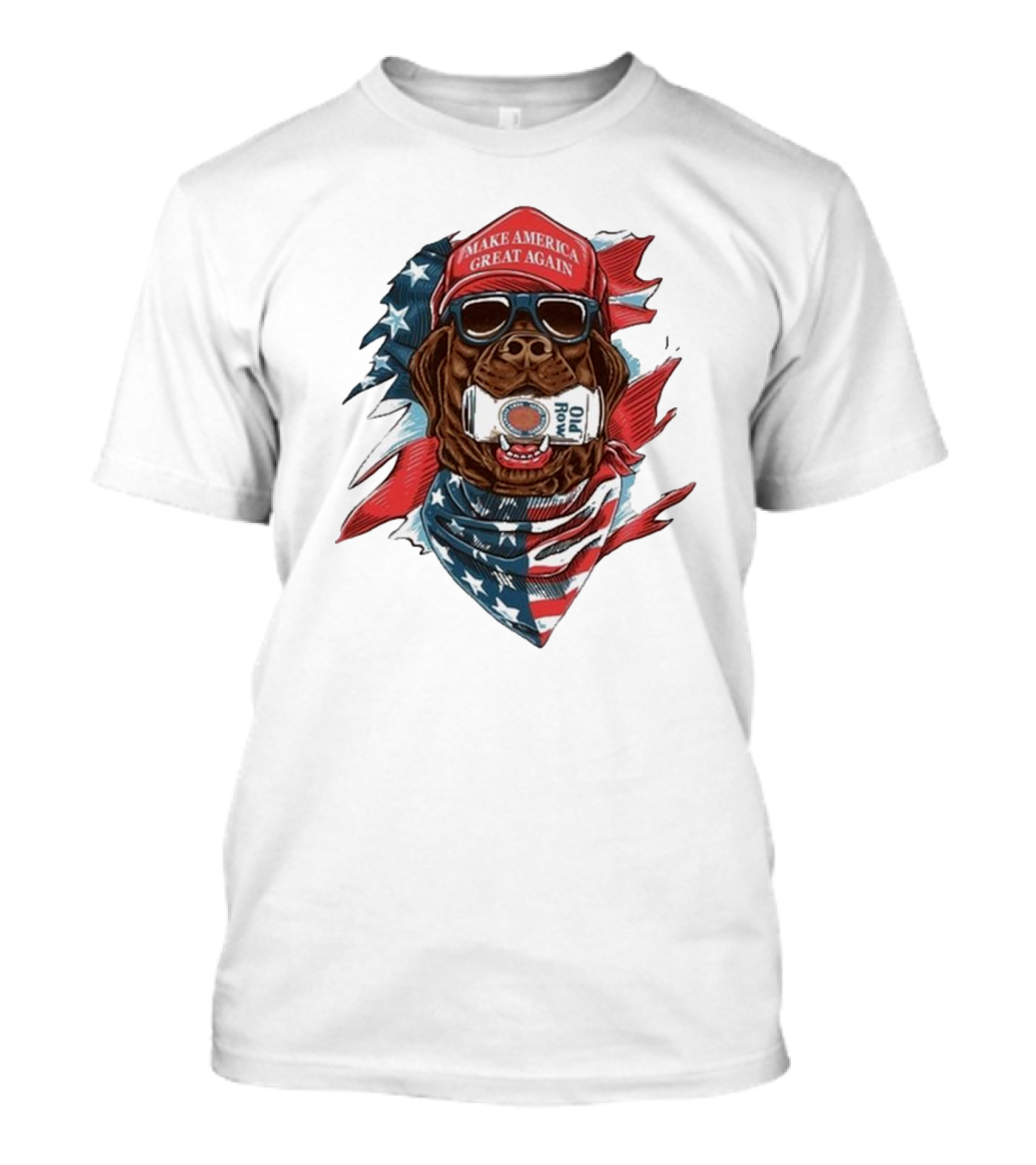 Make America Great Again Dog Old Row American Flag Bandana T-Shirt