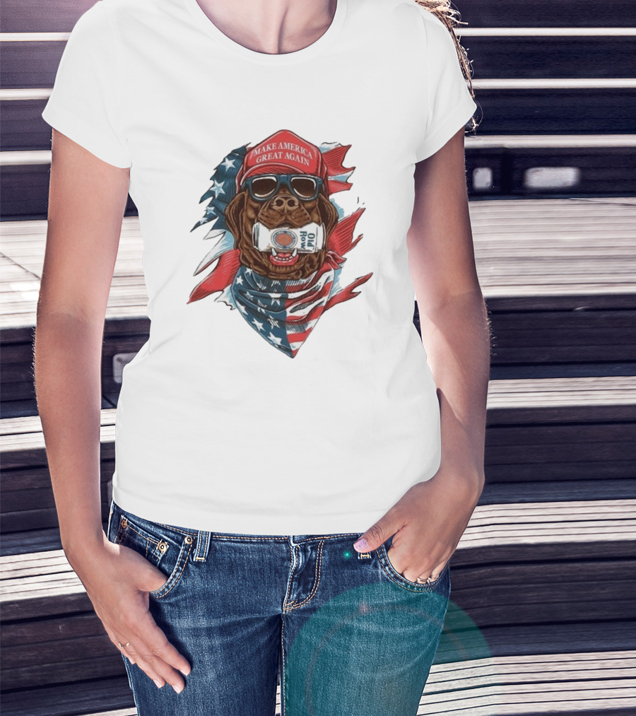 Make America Great Again Dog Old Row American Flag Bandana T-Shirt