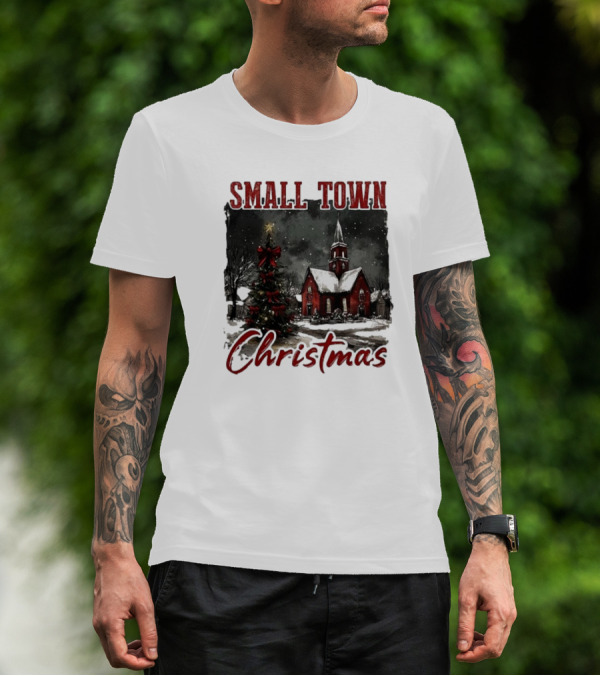 Small Town Christmas Vintage Retro T-Shirt