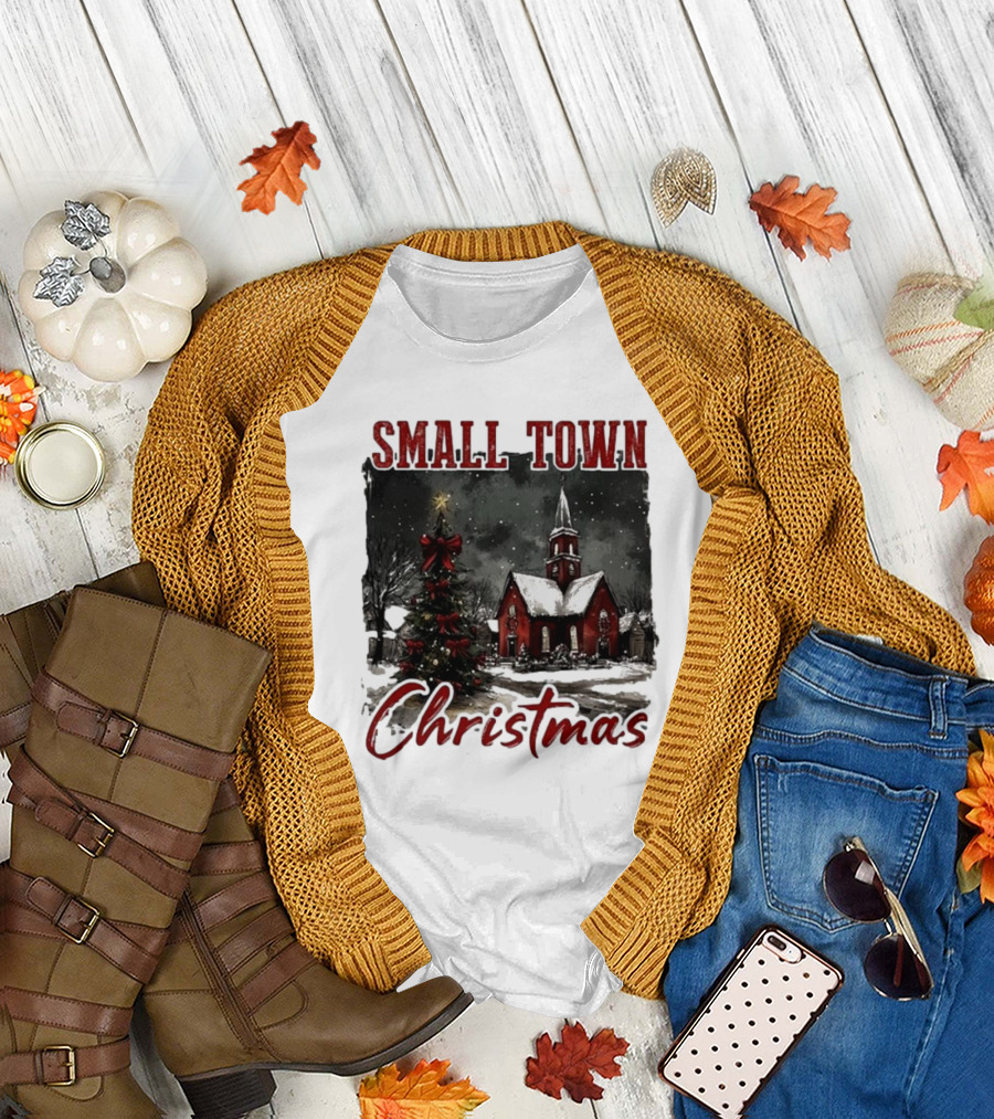 Small Town Christmas Vintage Retro T-Shirt