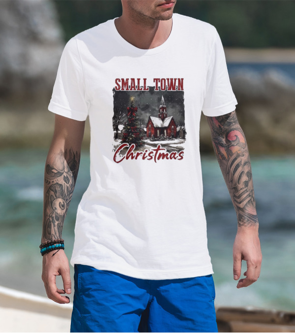 Small Town Christmas Vintage Retro T-Shirt