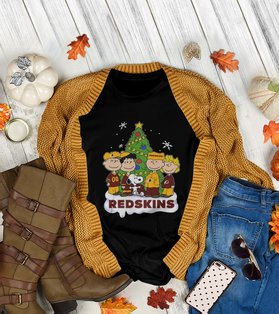Redskins Celebrating Christmas 2024 with Snoopy and Peanuts Characters T-Shirt